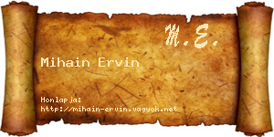 Mihain Ervin névjegykártya